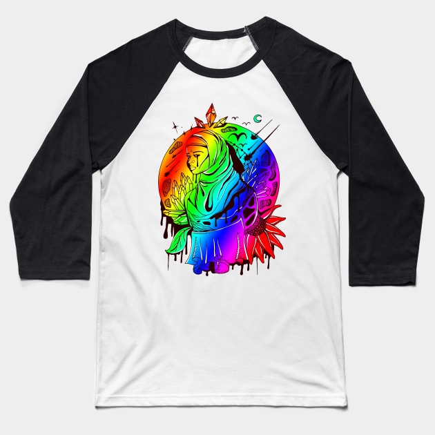 Rainbow Goddess of The Hijab Baseball T-Shirt by kenallouis